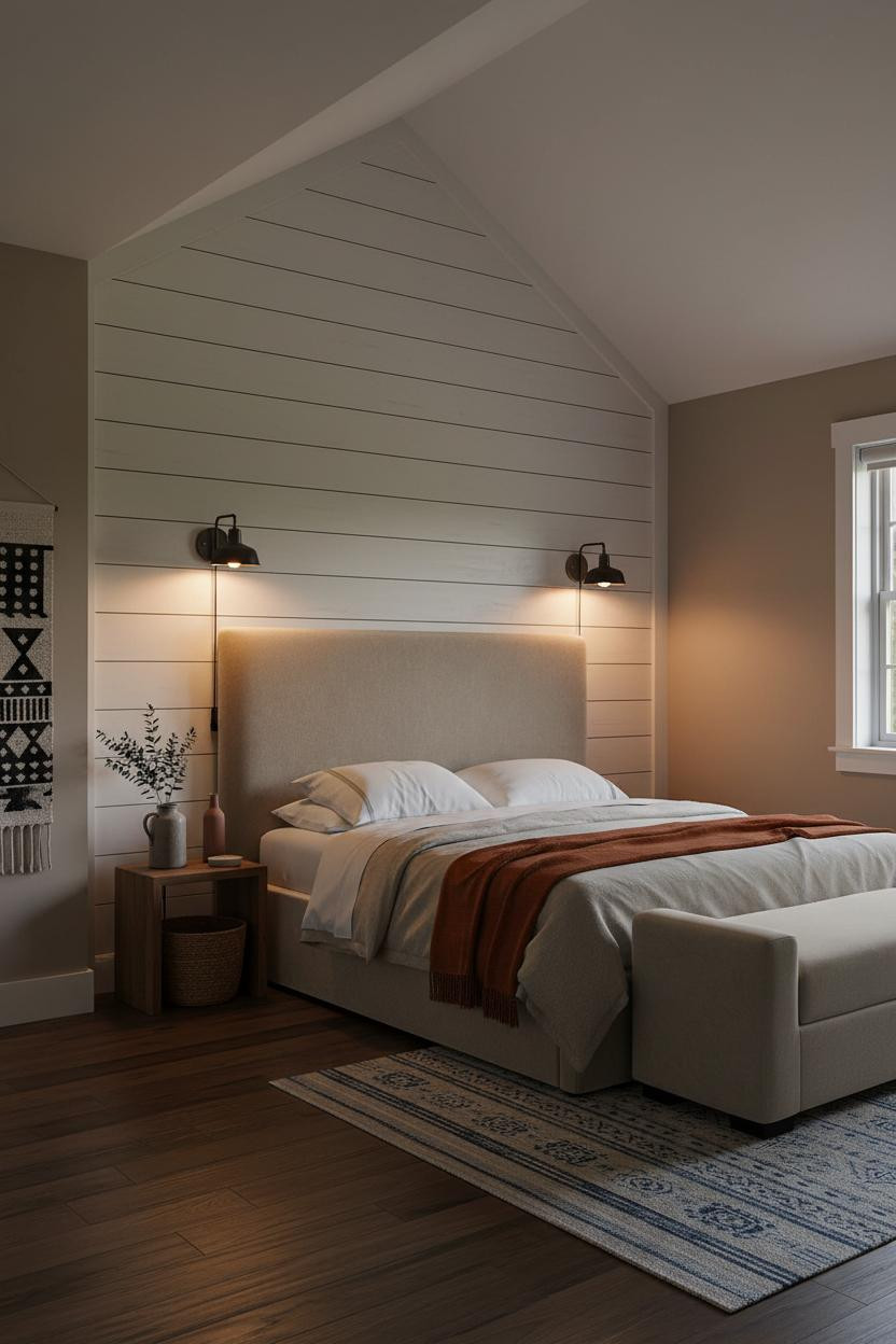 Sage Green Farmhouse Attic Bedroom Design