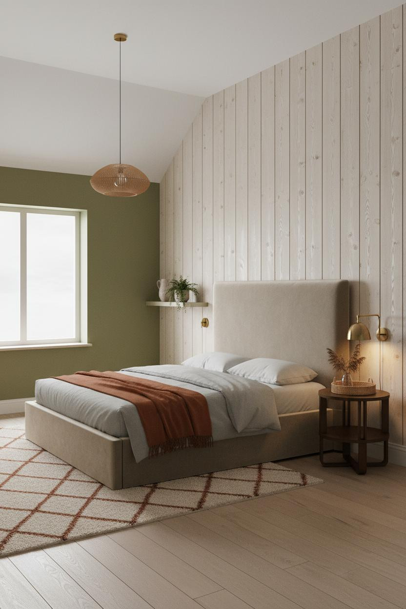 Sage Green Farmhouse Attic Bedroom Dormer