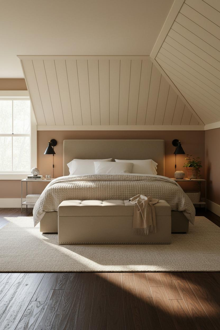 Sage Green Farmhouse Attic Bedroom Window Light