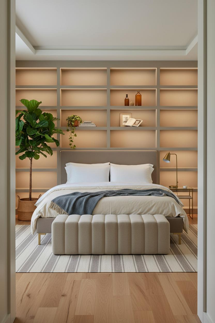 Single Woman Bedroom Farmhouse Shelving