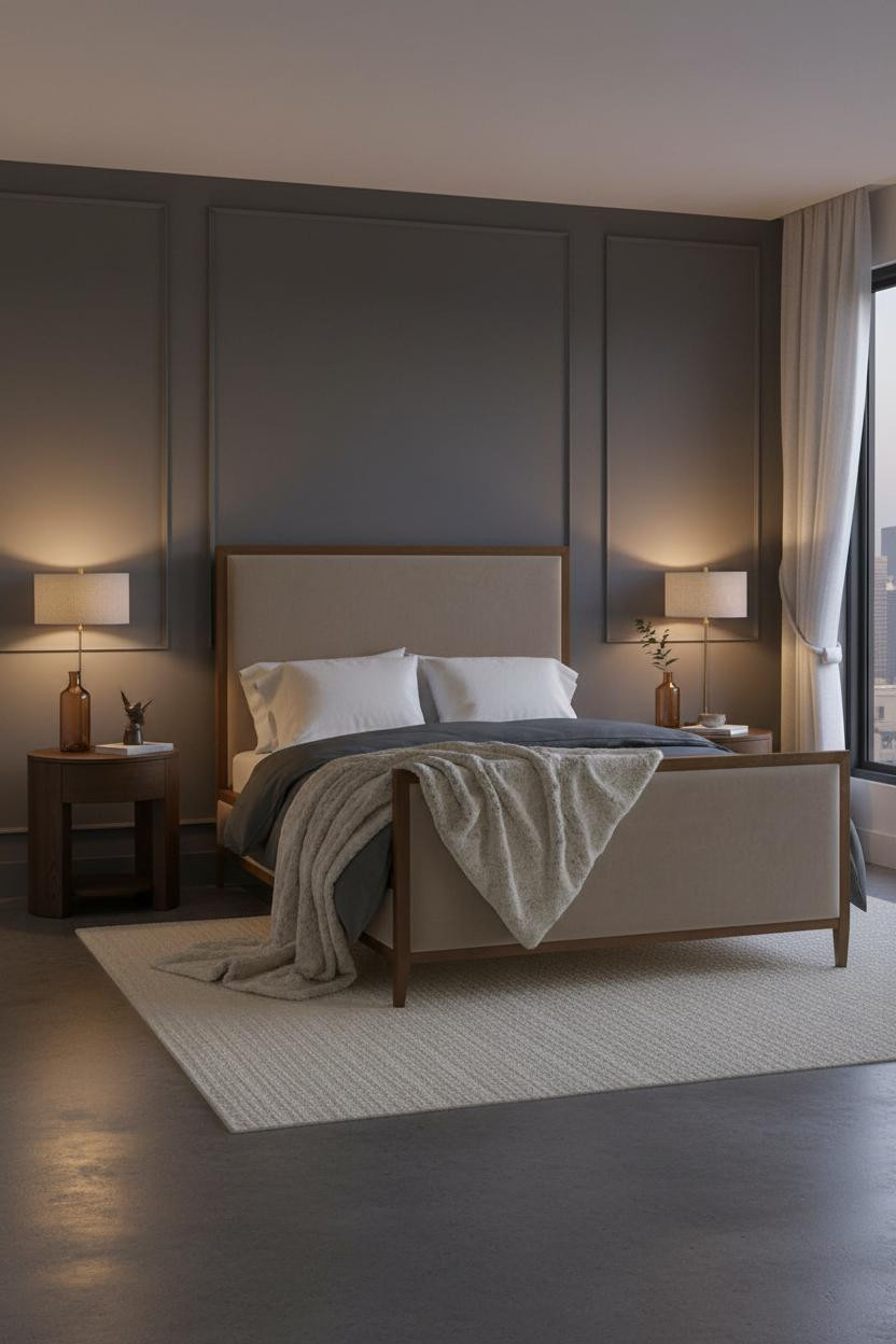 Single Woman Bedroom Grey Batten Accent Wall