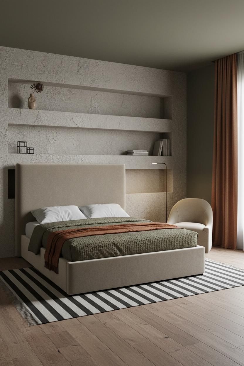 Single Woman Bedroom Mediterranean Olive Plaster