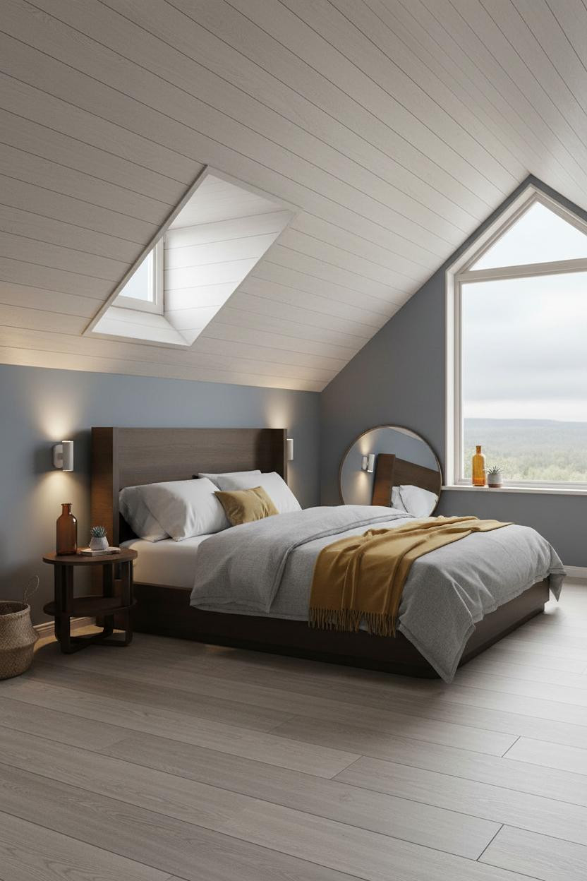 Sloped Ceiling Bedroom Attic Contemporary
