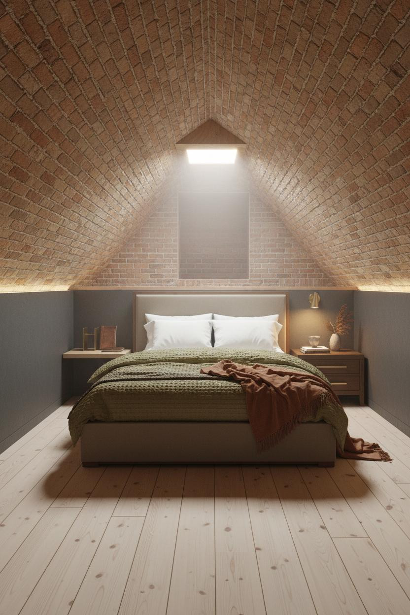 Sloped Ceiling Bedroom Brick Attic
