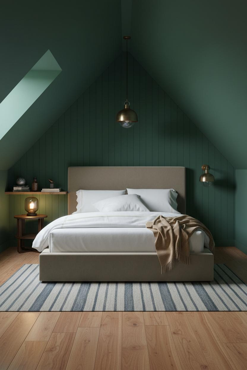 Sloped Ceiling Bedroom Forest Green Attic