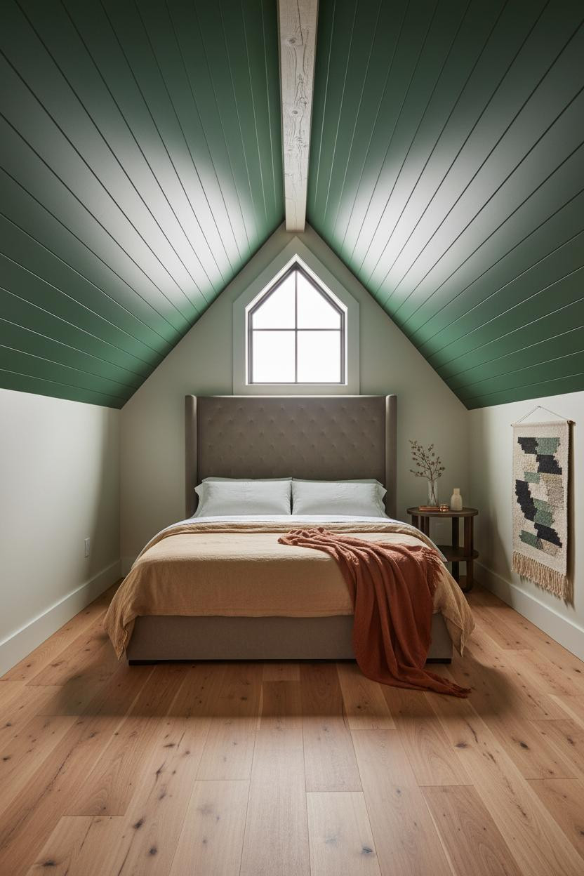 Sloped Ceiling Bedroom Forest Green Attic