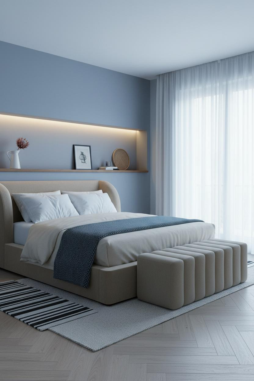 Small Bedroom Couples Coastal Modern Niche