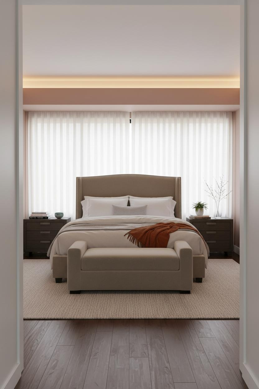 Small Bedroom Couples Contemporary Layout