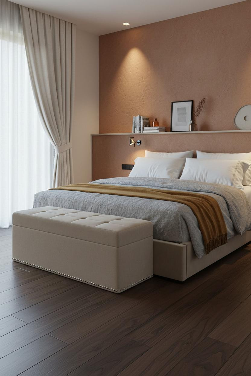 Small Bedroom Couples Contemporary Wainscoting