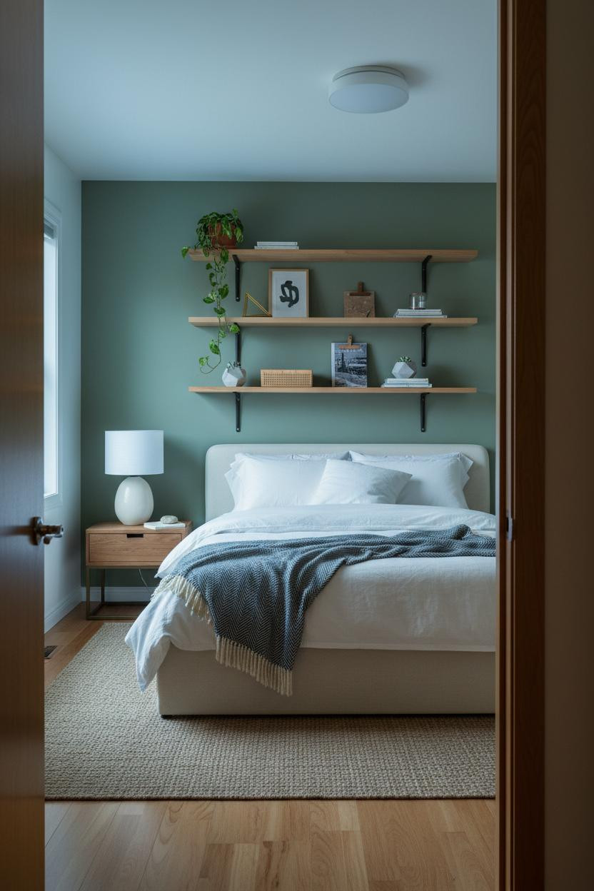 Small Bedroom DIY Floating Shelves Aesthetic