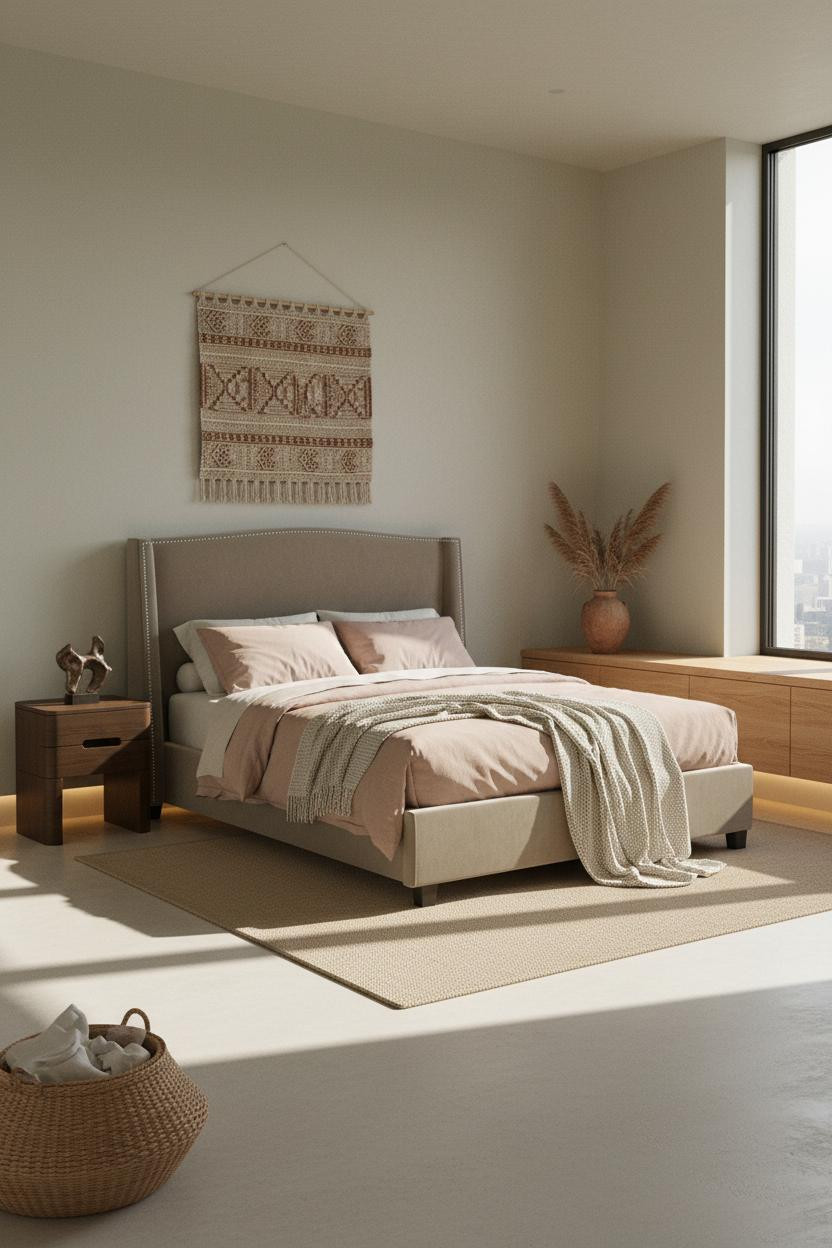 Small Bedroom Japandi Window Seat Design