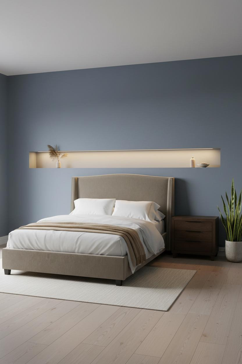 Small Bedroom Minimalist Floating Shelf Design