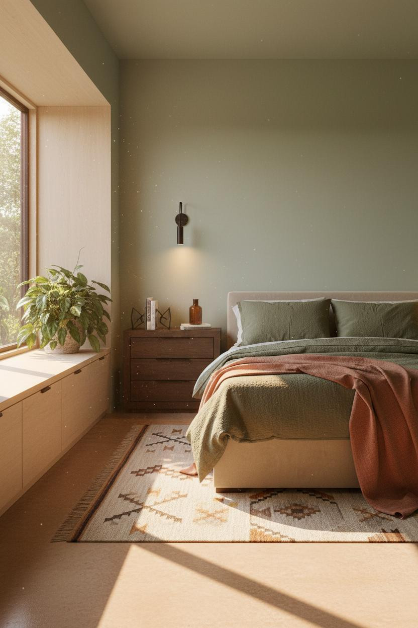 Small Bedroom Minimalist Scandi Window Bench