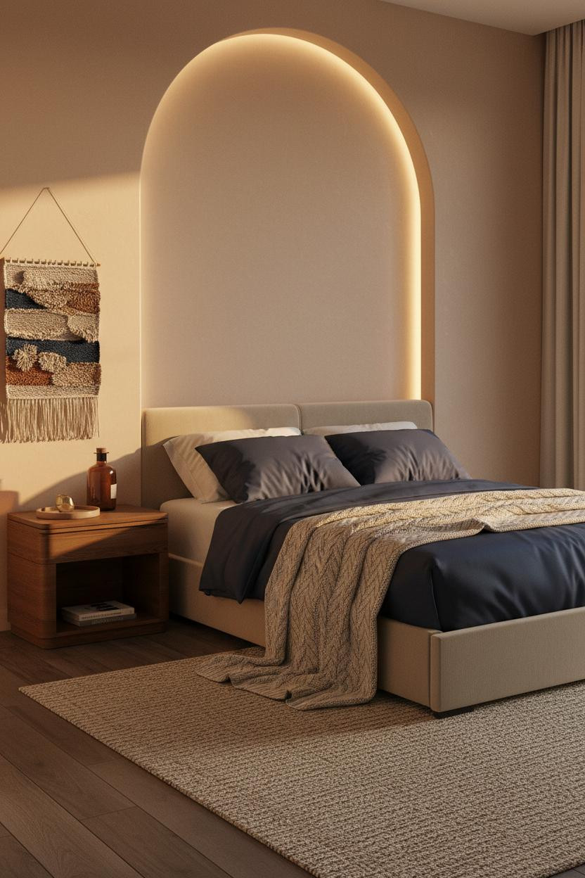 Small Bedroom Minimalist Warm Lighting