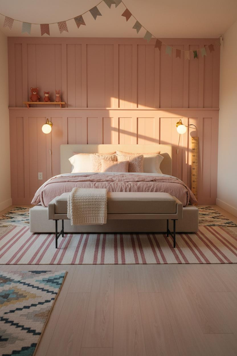 Small Kids Room Blush Pink Board and Batten Bedroom