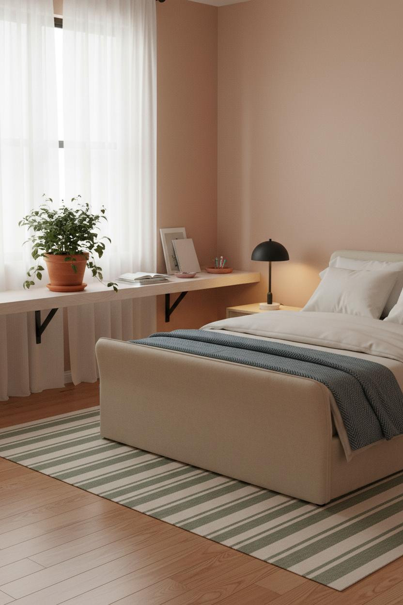 Small Teen Bedroom Floating Shelf Layout