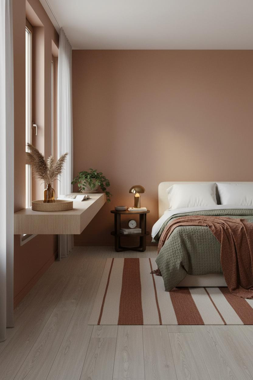 Studio Apartment Design Compact Layout With Floating Desk