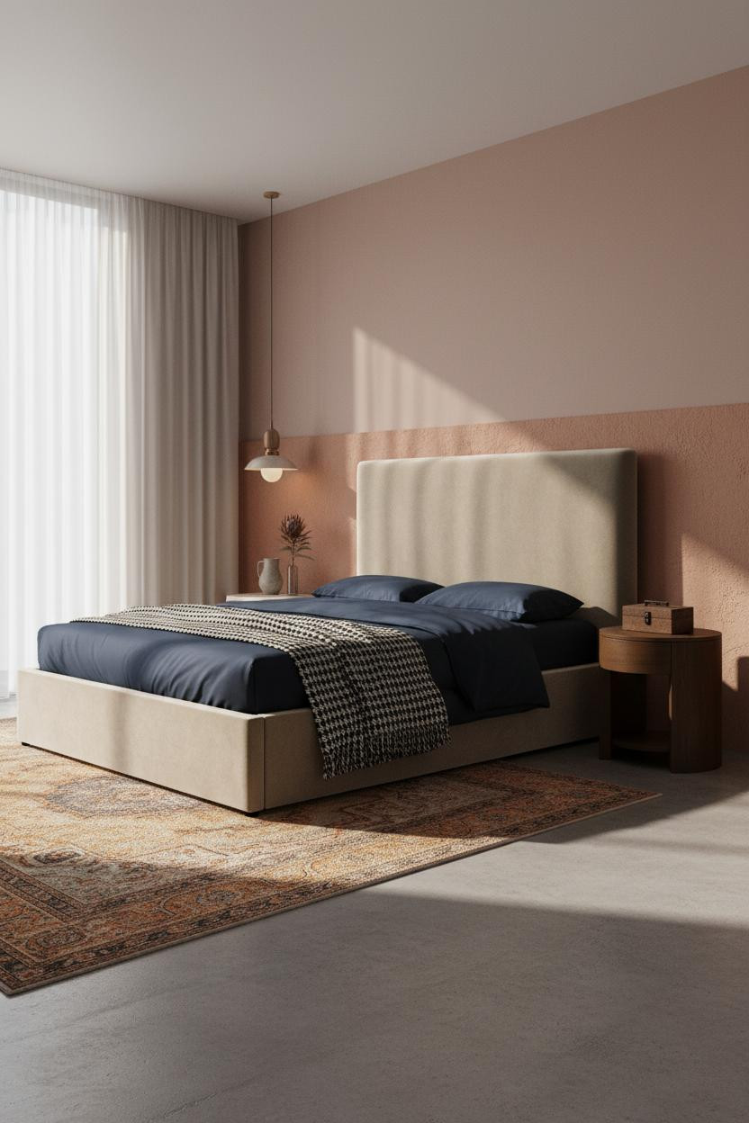 Studio Apartment Design Modern Compact Layout With Terracotta Wainscoting