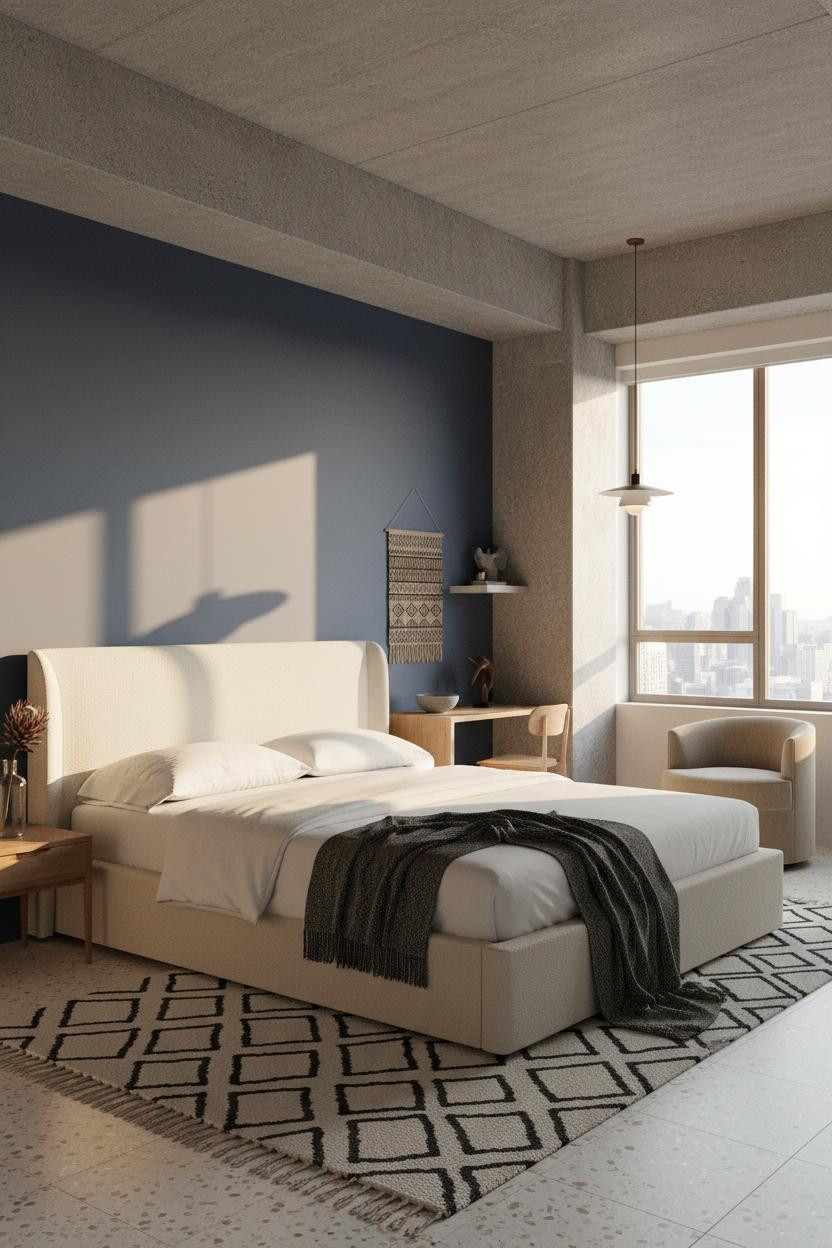 Studio Apartment Design Scandi Minimal Layout With Concrete Beam