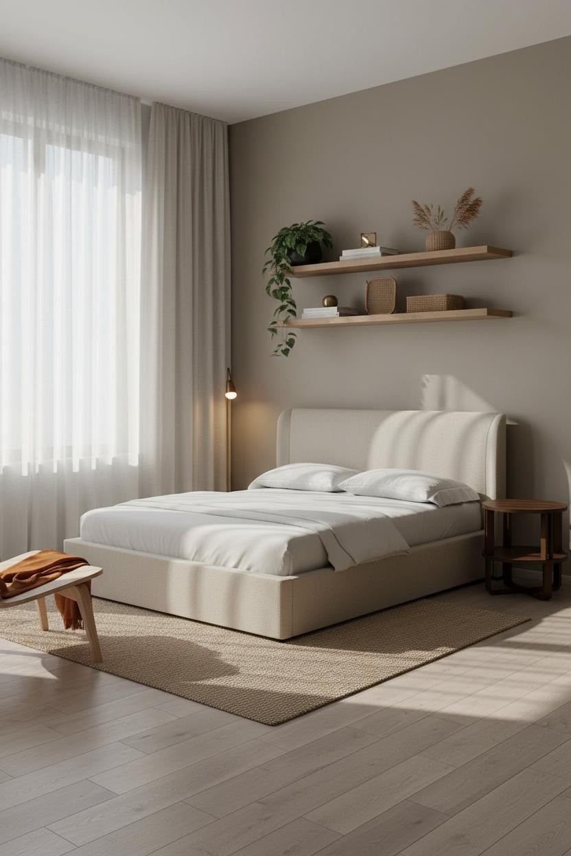 Studio Apartment Design Scandi Modern Layout With Floating Shelf