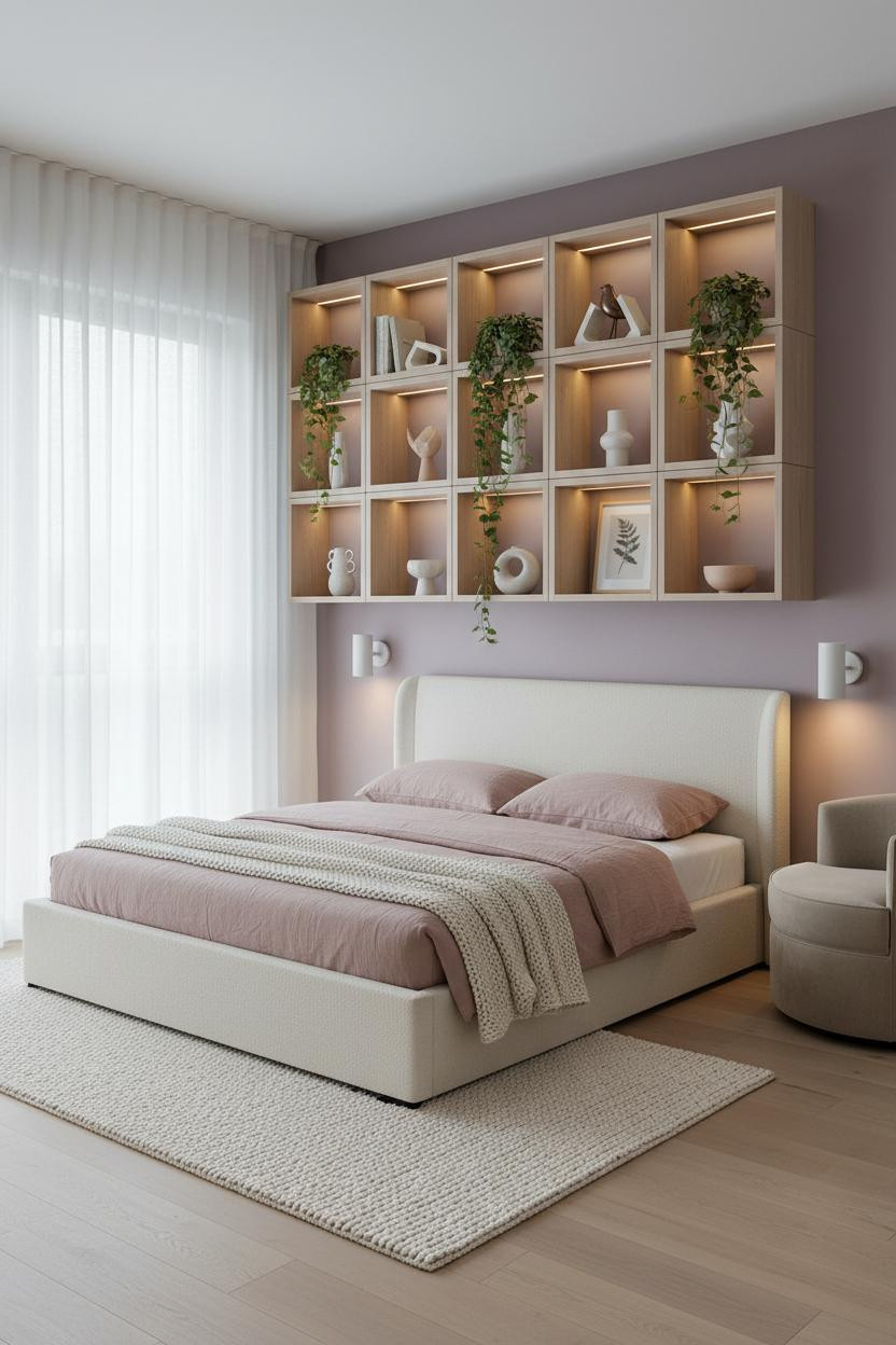 Teen Bedroom Makeover Japandi Lavender Shelves