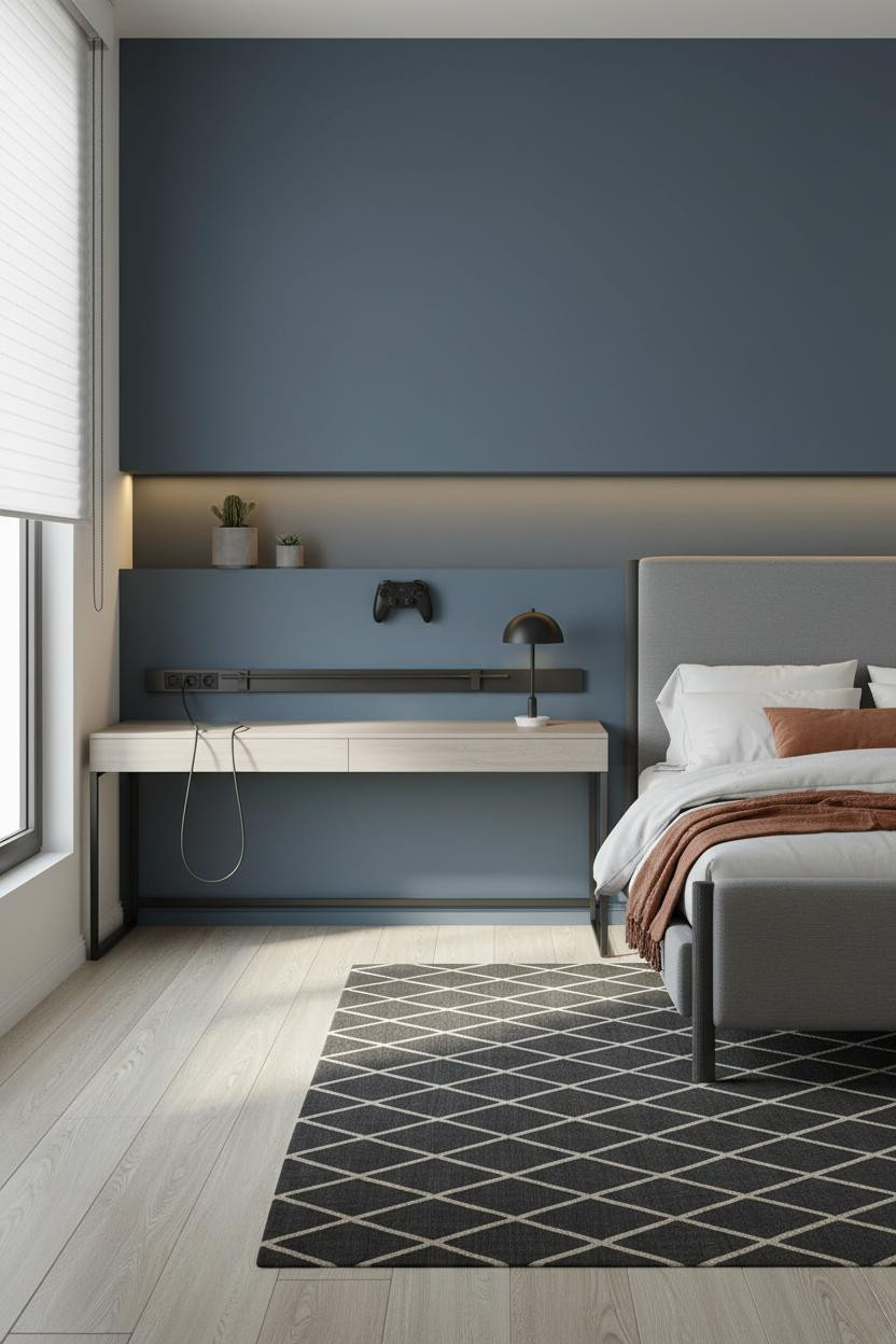 Teen Gaming Bedroom Custom Floating Desk