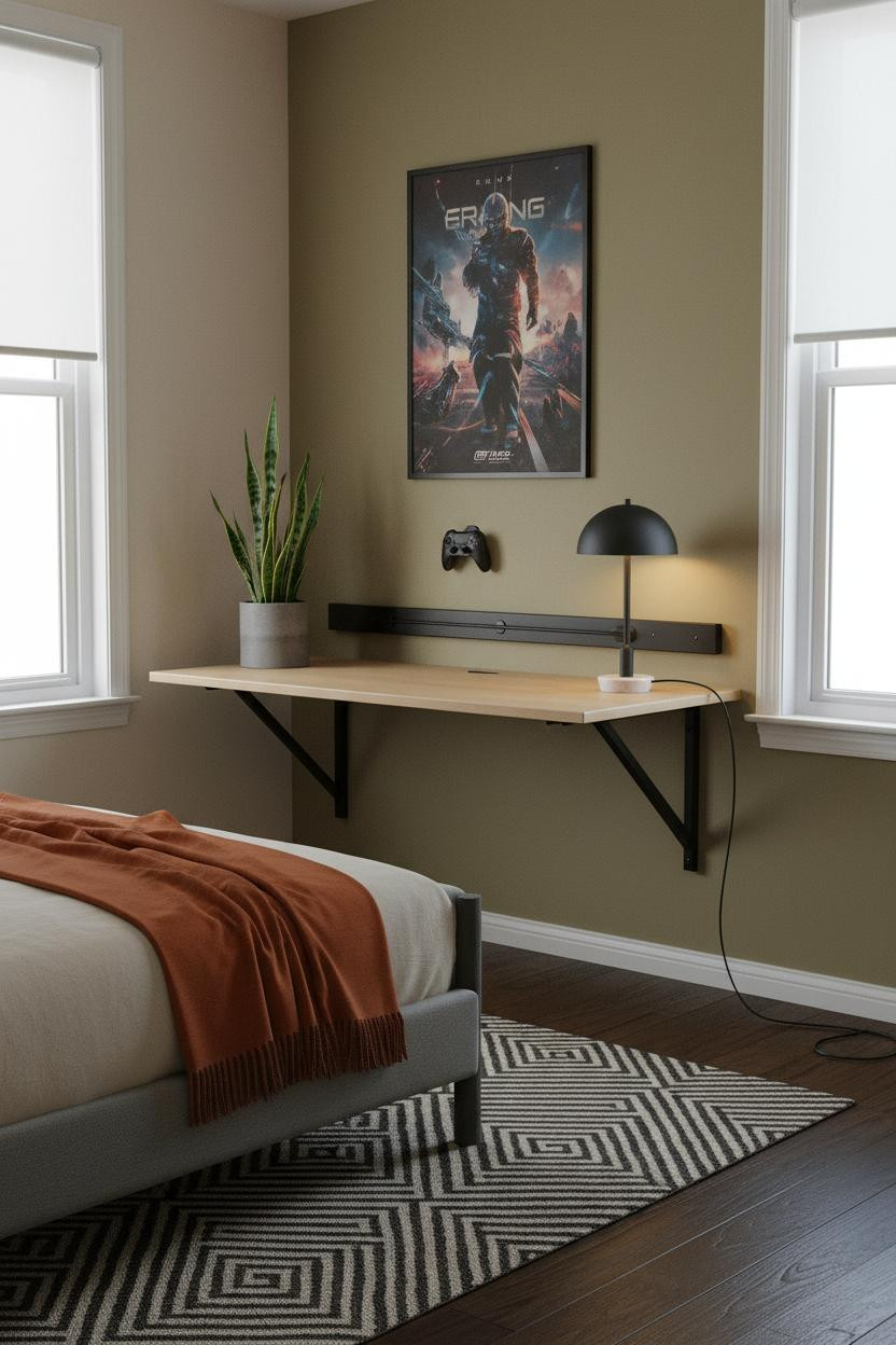 Teen Gaming Bedroom Floating Desk Loft