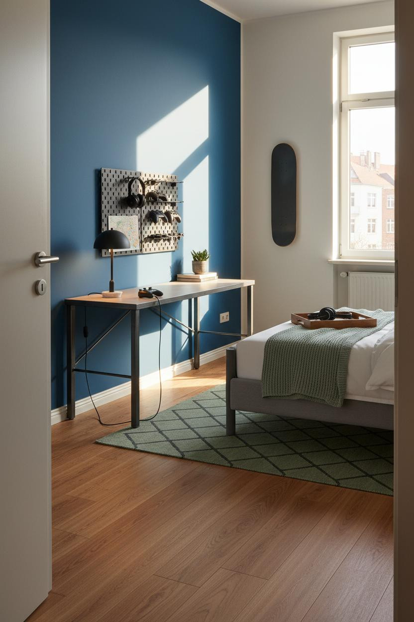 Teen Gaming Bedroom Industrial Floating Desk