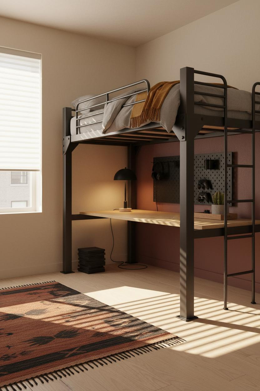 Teen Gaming Bedroom Industrial Loft Desk