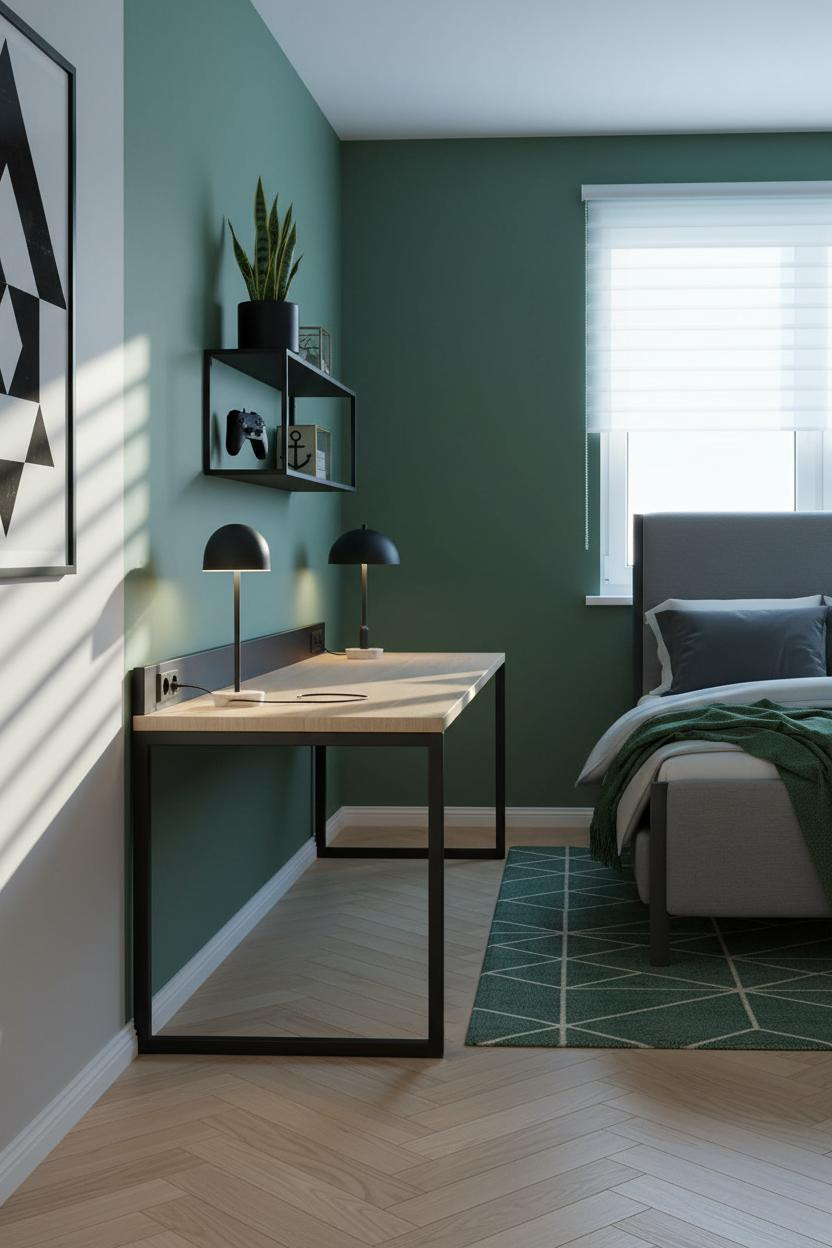 Teen Gaming Bedroom Scandi Floating Desk