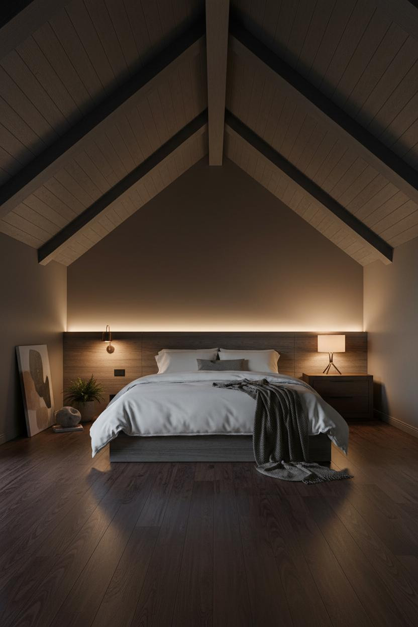 Vaulted Ceiling Bedroom Cathedral Beams Design