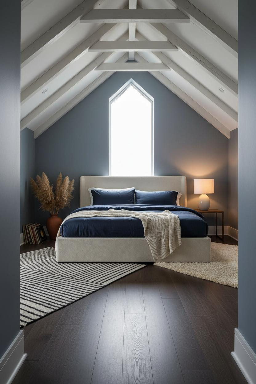 Vaulted Ceiling Bedroom Exposed Timber Rafters