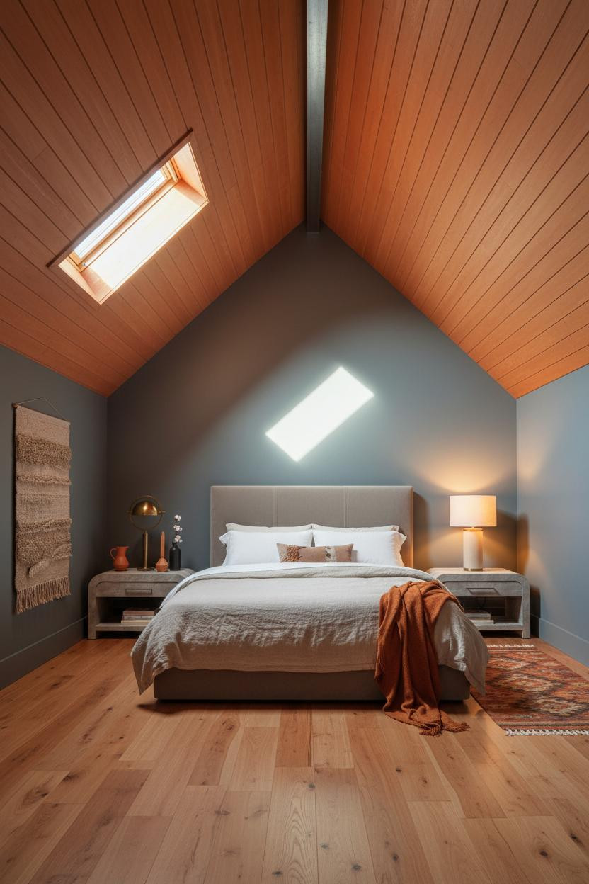 Vaulted Ceiling Bedroom Terracotta Timber Dormer