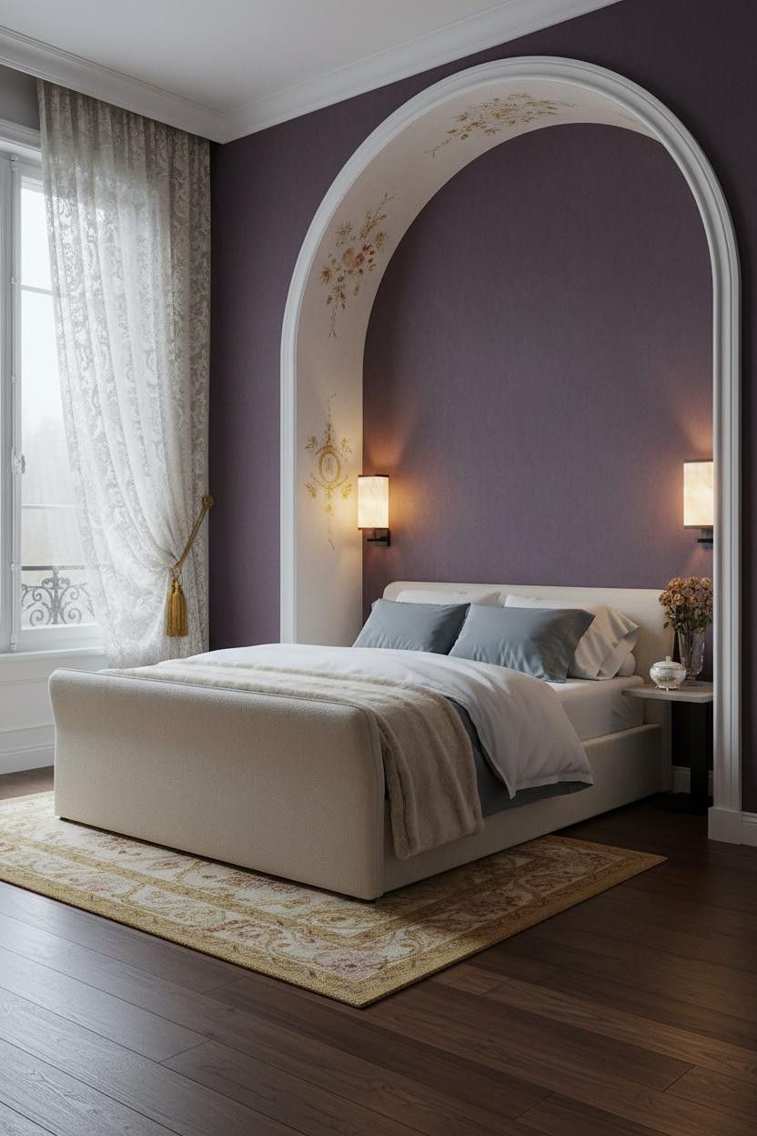 Vintage Princess Bedroom Plum Walls Arched Niche