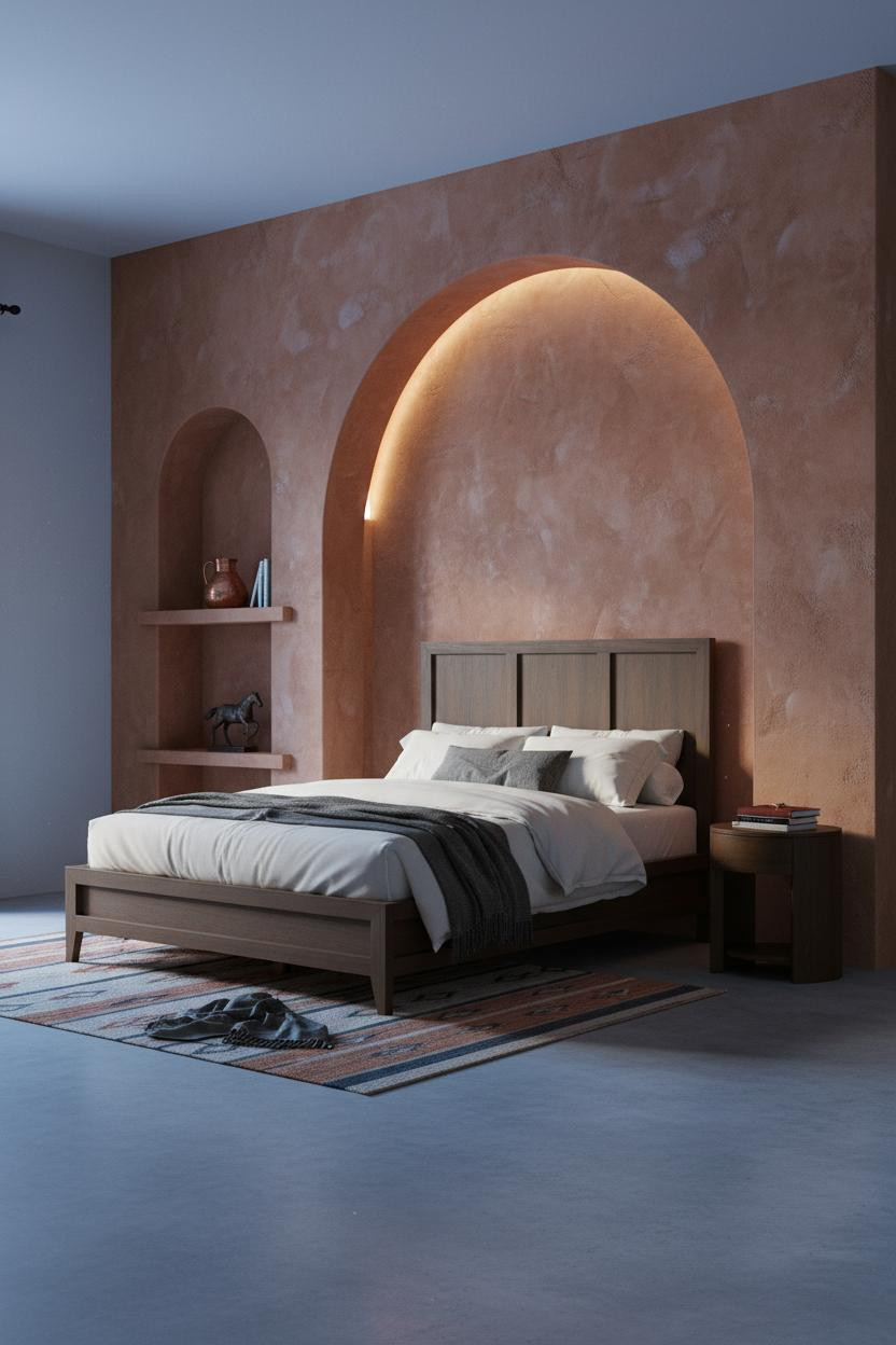 Western Bedroom Rustic Adobe Alcove Design