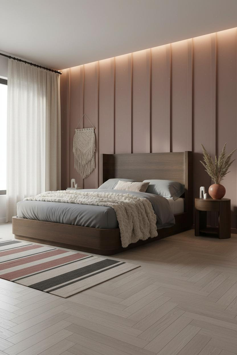 Western Bedroom Boho Rustic Dusty Rose Board and Batten Decor