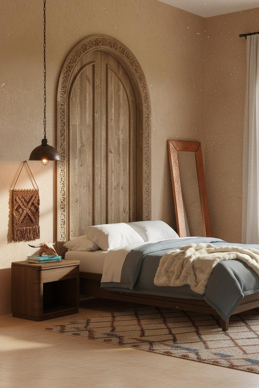 Western Bedroom Rustic Hacienda Arched Doorway Style