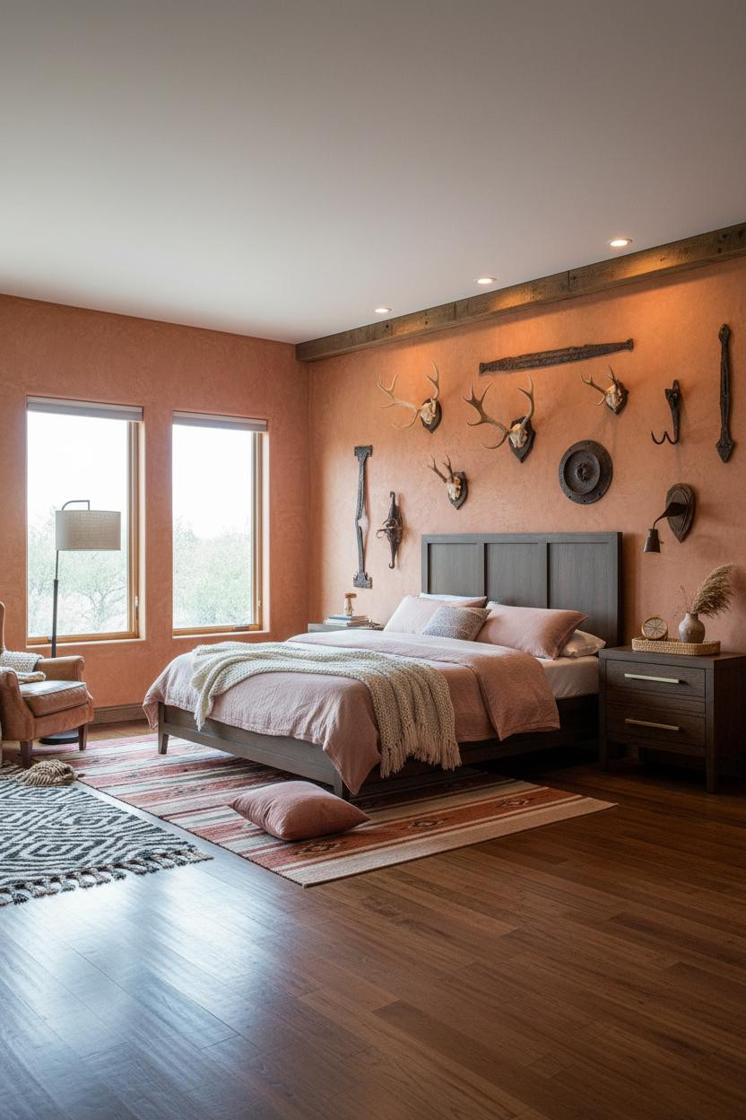 Western Farmhouse Bedroom Antler Gallery Wall Rustic Boho Ranch Style