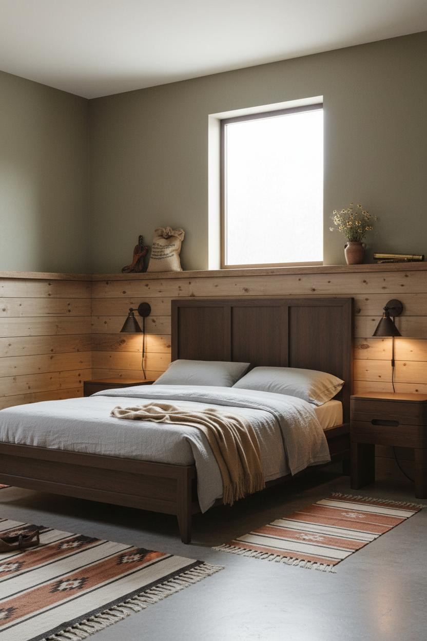Western Farmhouse Bedroom Ranch Wainscoting Rustic Chic Design
