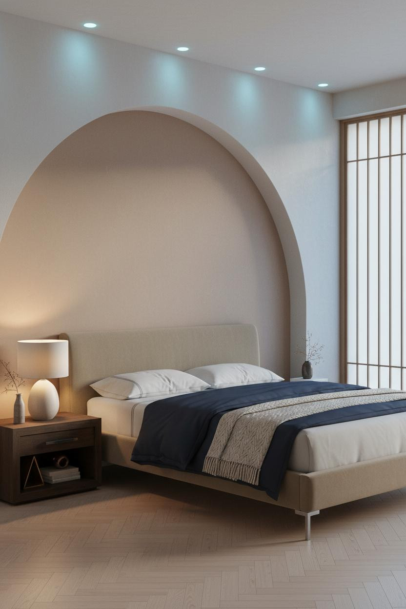 Zen Bedroom Wabi Sabi Arched Niche Japandi