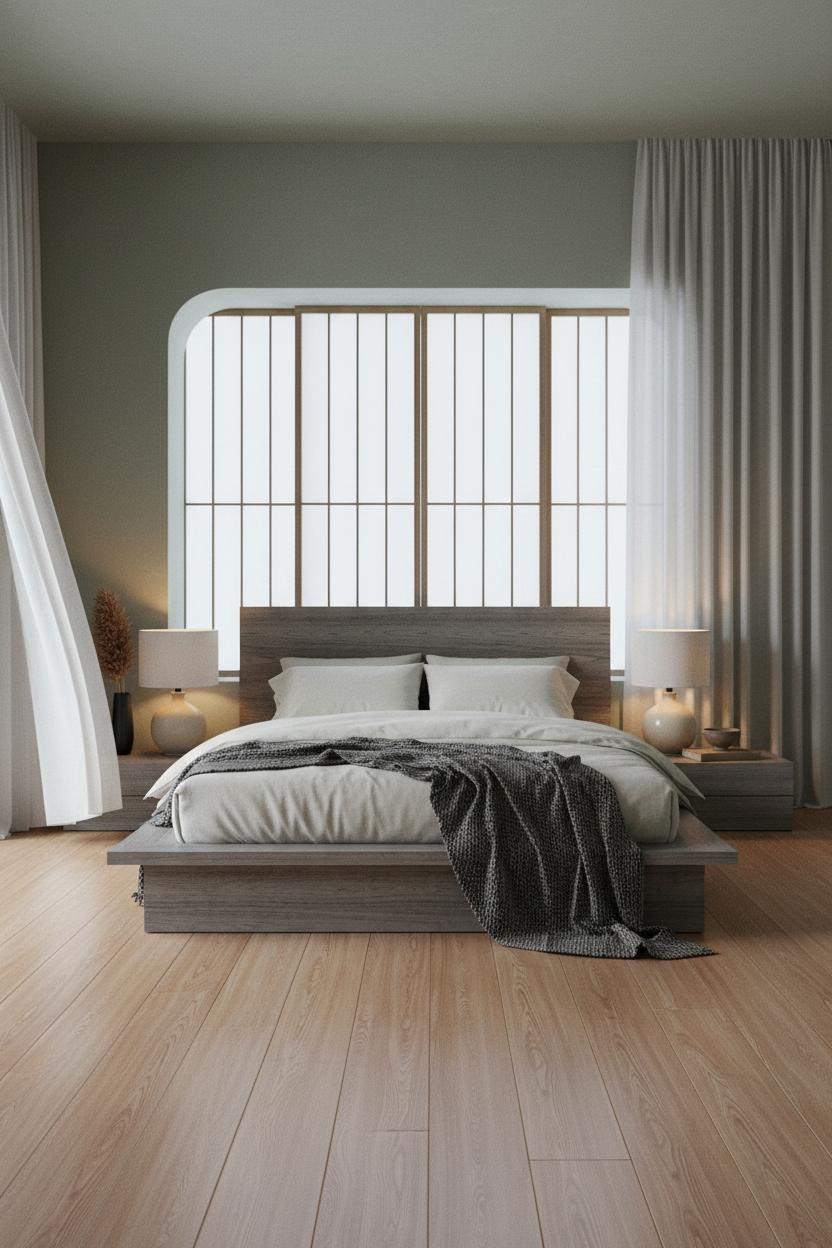 Zen Bedroom Wabi Sabi Sage Green Minimal