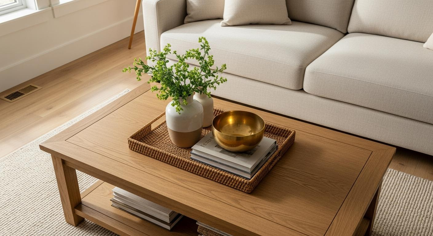 The 4-object coffee table rule that makes small living rooms feel 30% bigger