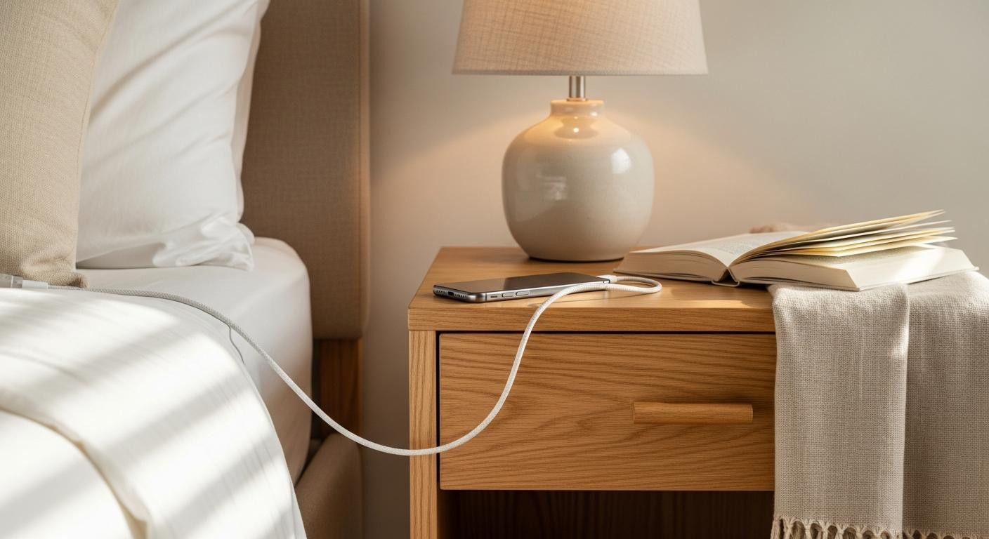 IKEA's braided charging cord looks better draped than hidden