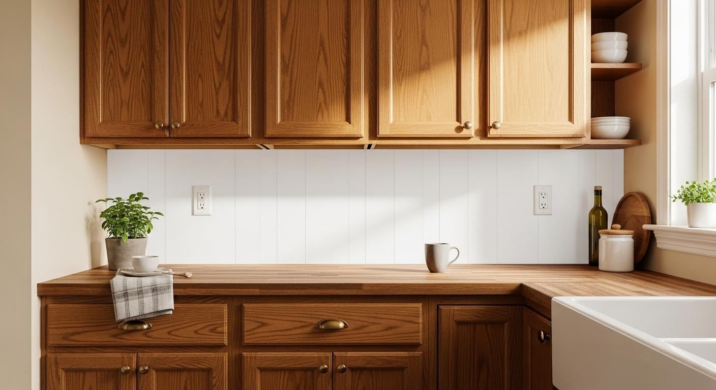 This rental kitchen trick hides oak cabinets in 4 hours for $200