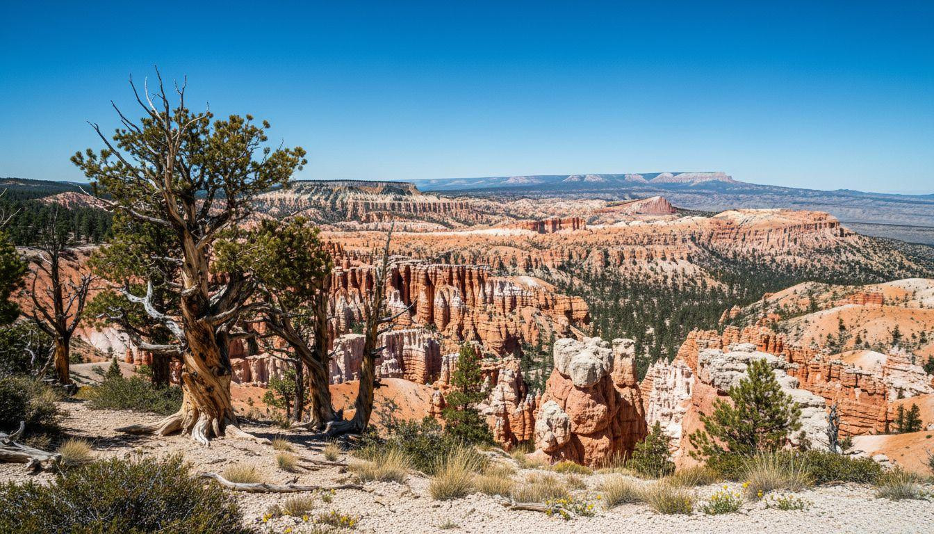 This roadside viewpoint sits at 9,115 feet where 100-mile views end at Grand Canyon