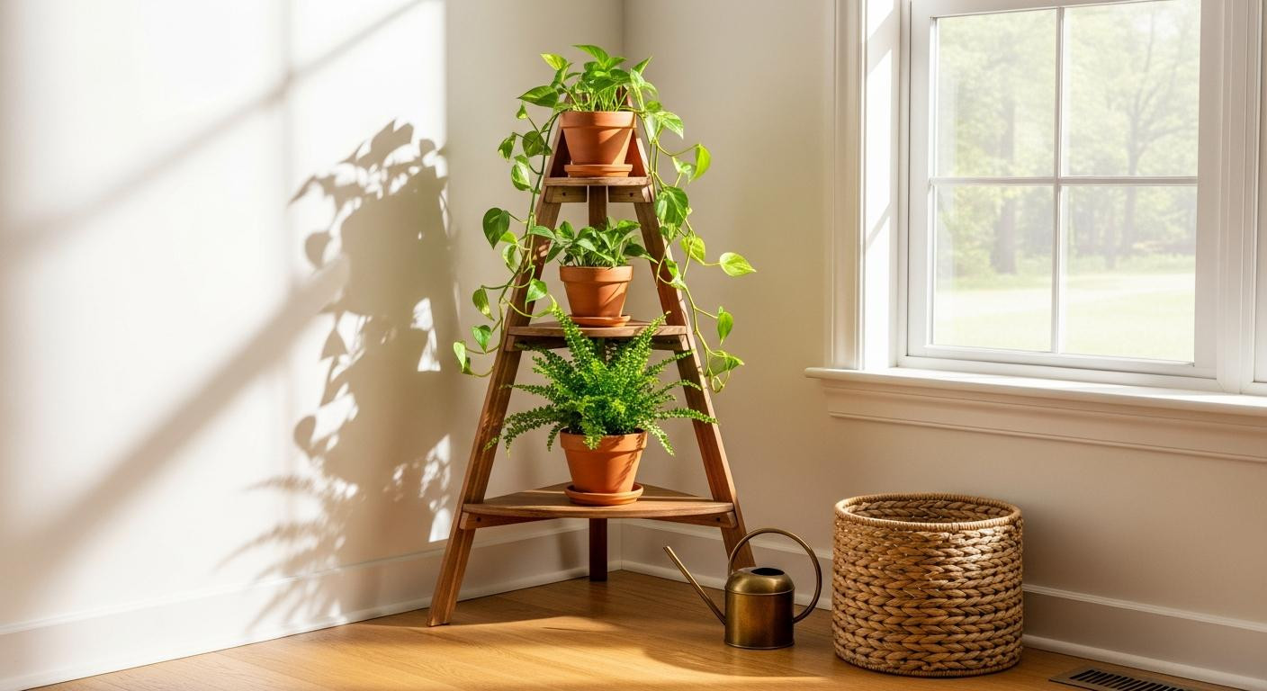 IKEA's $40 triangular shelf turns dead corners into vertical plant storage
