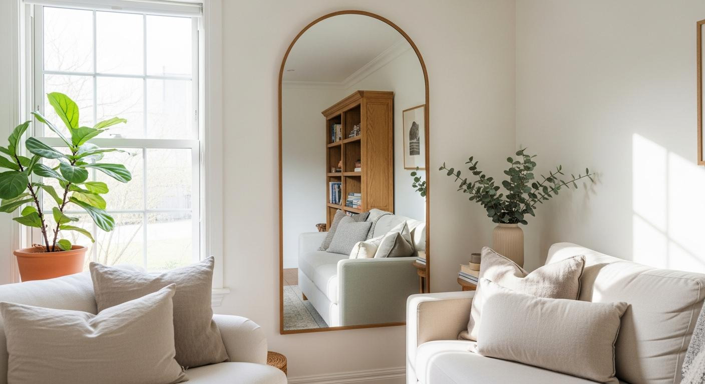 A mirror opposite your window makes small rooms feel twice as big