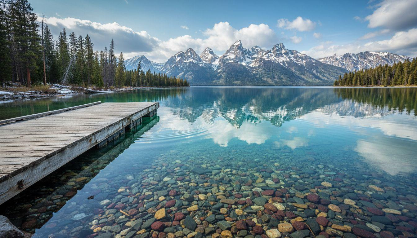 This Wyoming lake reflects Teton peaks in water so clear pebbles glow six feet down