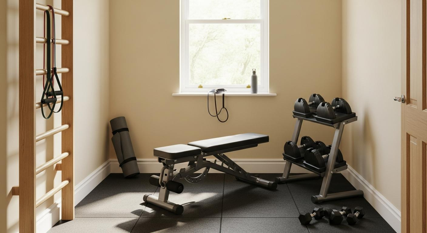 The 8x10 room holds $500 of gym gear but fails if your ceiling is under 8 feet