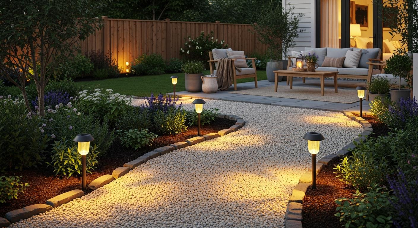 Solar path lights turn shaded yards into warm evening spaces (if you add weekly USB charging)